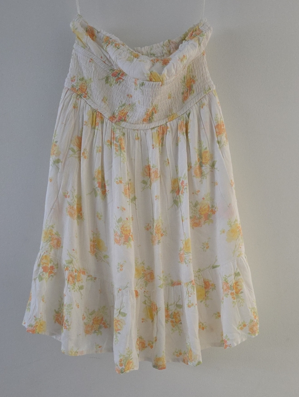 Aeropostale White Mini Dress with Yellow and Orange Floral Print